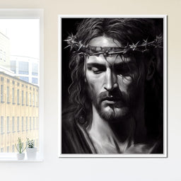 Black & White Jesus Portrait - Neal Hackett - NicheCanvas