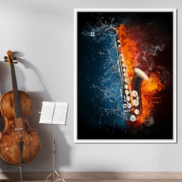 Fire & Water Saxophone - NicheCanvas