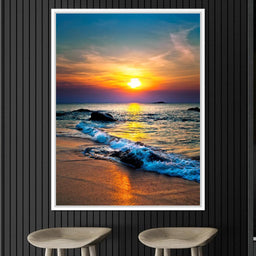 Black Sand Beach Sunset - NicheCanvas