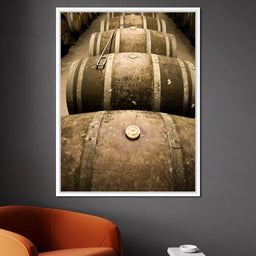 Rusted Wine Barrels - NicheCanvas