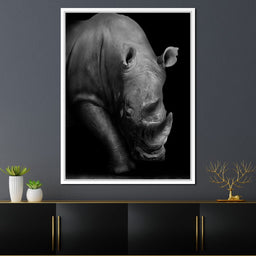 Black and White Rhino - NicheCanvas