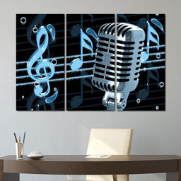 Vintage Microphone & Blue Notes - NicheCanvas