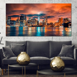 Red Clouds Over New York City - NicheCanvas