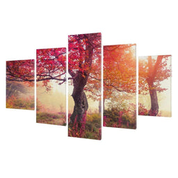 Red Autumn Trees Canvas Set