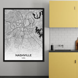 Map of Nashville, USA - NicheCanvas