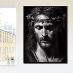 Black & White Jesus Portrait - Neal Hackett - NicheCanvas