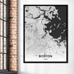 Map of Boston, USA - NicheCanvas