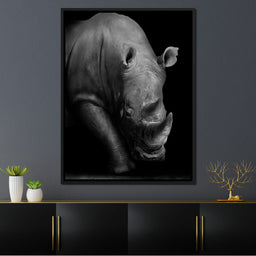 Black and White Rhino - NicheCanvas