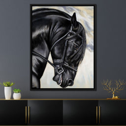 Black Friesian Horse - NicheCanvas