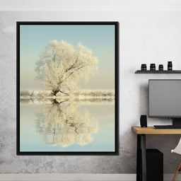 Winter Tree by the Lake - NicheCanvas