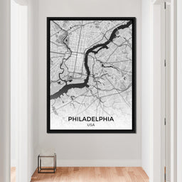 Map of Philadelphia, USA - NicheCanvas