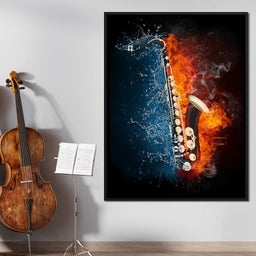 Fire & Water Saxophone - NicheCanvas