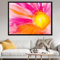 Pink & Orange Watercolor Flower - NicheCanvas