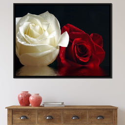Red & White Roses Reflection - NicheCanvas