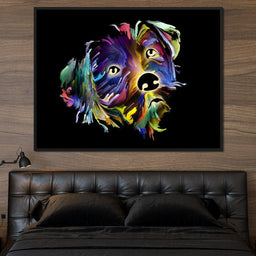 Coloful Dog on Black Background - NicheCanvas