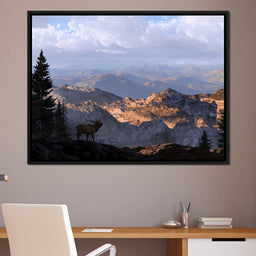 Elk by the Mountains - NicheCanvas