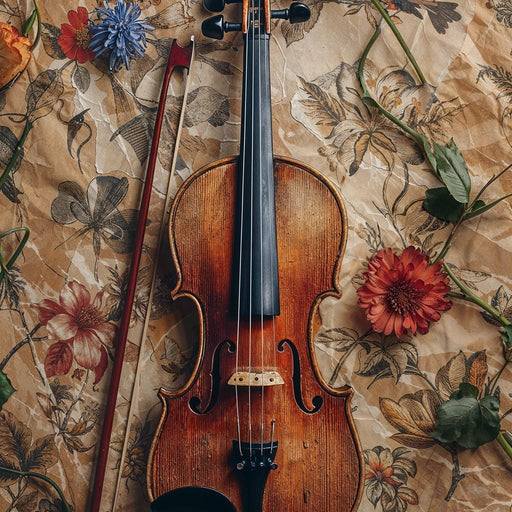 Violin Strings and Floral Notes Canvas Print