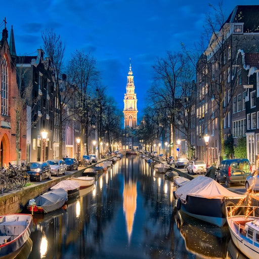 Amsterdam Canal - Canvas Print - beautiful wall art showcasing the beauty of Amsterdam - a home decor perfect for everyone who loves to travel | NicheCanvas