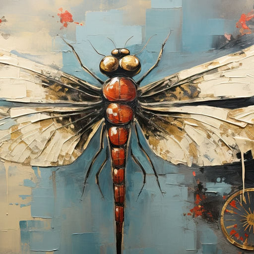 Golden Royal Geometric Dragonfly 04 - Wildrose Creations Canvas Print