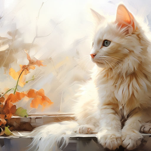 White Cat Sitting on Windowsill Canvas Print