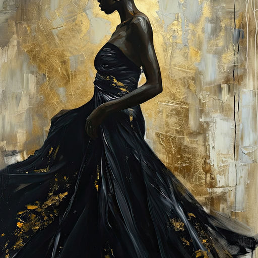 Ebony Elegance in Gold Canvas Print