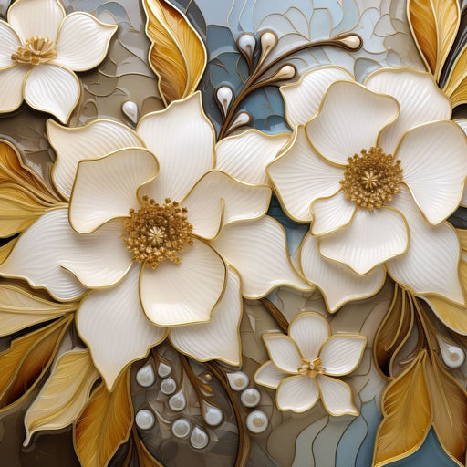 Golden Vortex of Organic Blooms Canvas Print