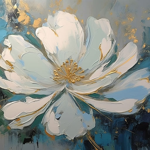 Turquoise Gold Flower in Bloom Canvas Print