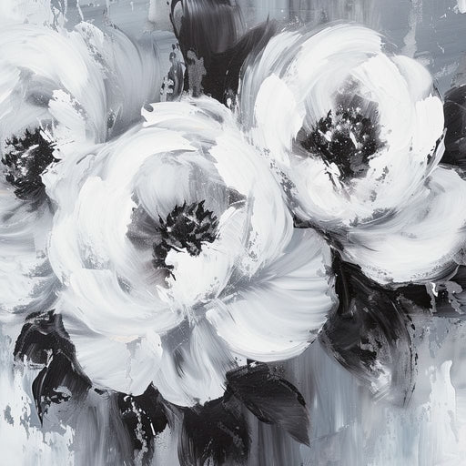 Monochrome Floral Symphony Canvas Print