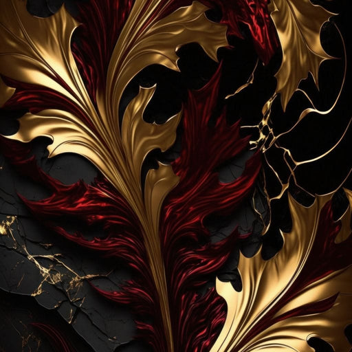 The Marble-Lux Collection: Dark Red & Vibrant Gold 04 Canvas Print