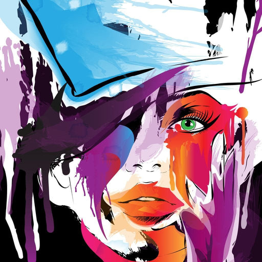 Green Eyed Detective - Canvas Print - eye catching wall art of an abstract woman portrait with a dazzling green eyes - the vibrant colors of this wall decor will surely make your visitors stare | NicheCanvas