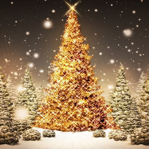 Christmas Tree - Canvas Print - stunning wall art of a golden christmas - this beautiful art print is the perfect addition to your home for the holiday season | NicheCanvas