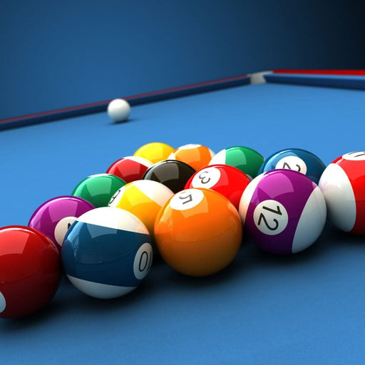 Billiard Table Set - Canvas Print - 5 panel wall art of a photorealistic billiard game - this art painting makes the perfect gift for anyone who enjoys the game | NicheCanvas