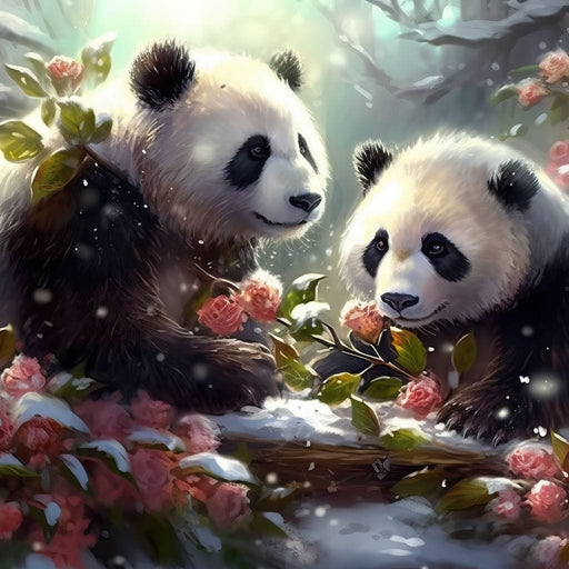 Winter Pandas - Neal Hackett Canvas Print