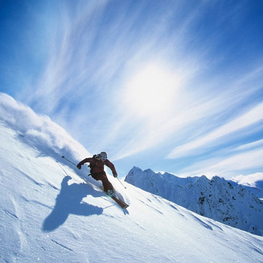 Ski Heaven - Canvas Print - 5 panel wall art of a brave man skiing on a beautiful day - this unique wall decor creates a calming scene on any room | NicheCanvas