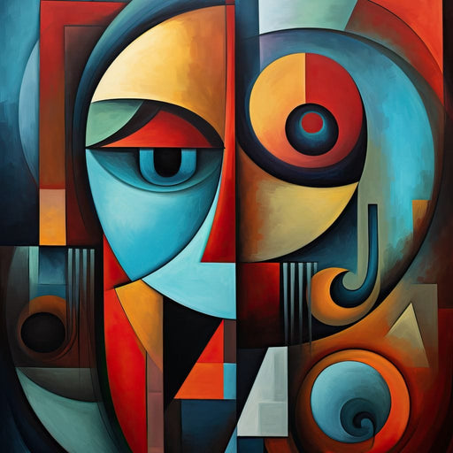 Scarlet, Sienna, and Mustard Cubism Canvas Print