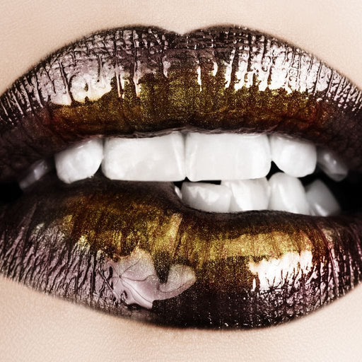 Black & Gold Lips Canvas Print