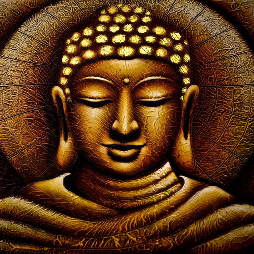 Meditating Buddha Portrait - Portrait Orientated Beautiful Golden Buddha Canvas Print 