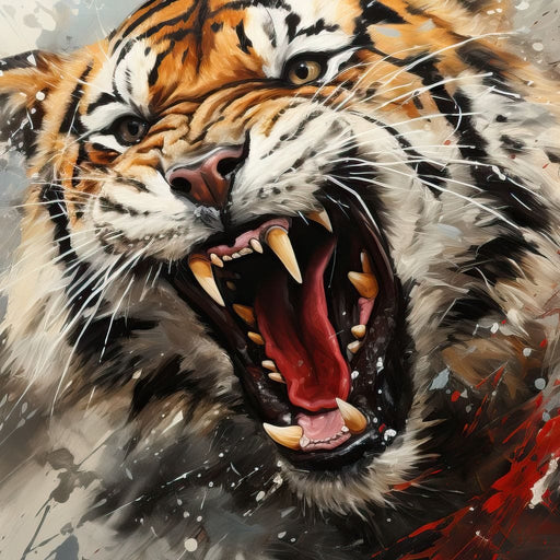 Bengal tiger face, tiger majestic, roar, psychedelic, vivid color line art