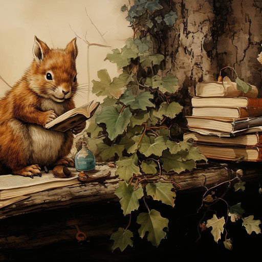 Autumn Tales of a Scholarly Squirrel Canvas Print