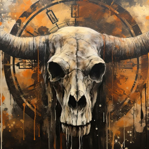 Bull Skull in the Gothic Twilight - Raven Blackwood Canvas Print