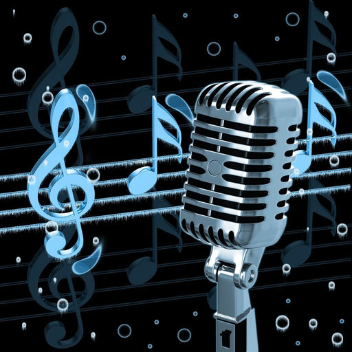 Vintage Microphone & Blue Notes Canvas Print