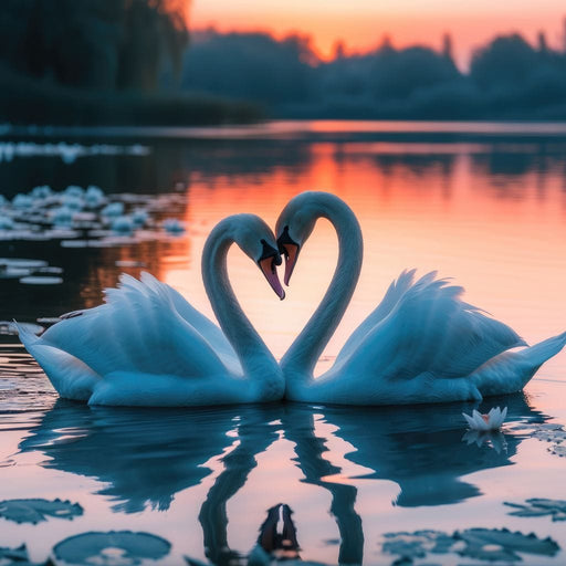 Swans In Love - Tooples Art Canvas Print