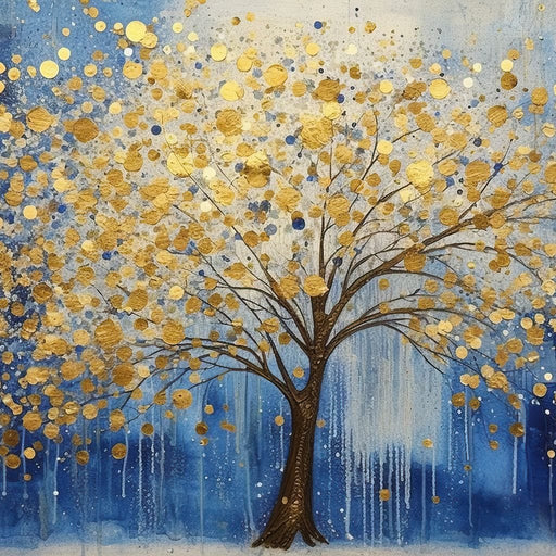 Golden Blue Melody of Nature Canvas Print