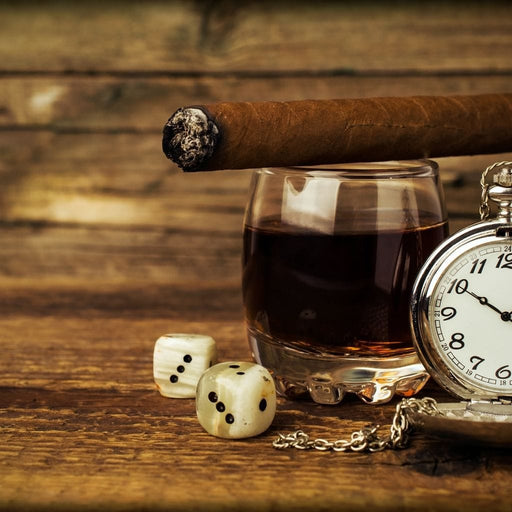 Gentleman's Cognac - Canvas Print - photorealistic wall art of brandy and cigar - this unique wall decor is perfect to hang in your home or office | NicheCanvas