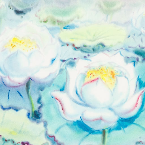 White Lotus - Canvas Print - stunning 5 panel wall art of a flower made by watercolor painting - this features a stunning balance of color and texture | NicheCanvas