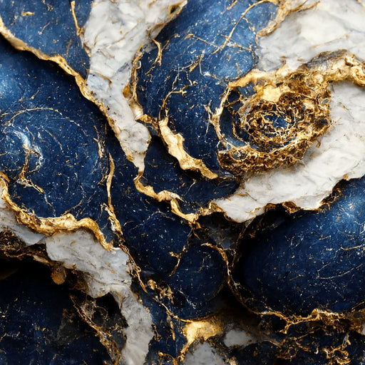 Luxury Abstract Marble in Blue, White & Gold Canvas Print