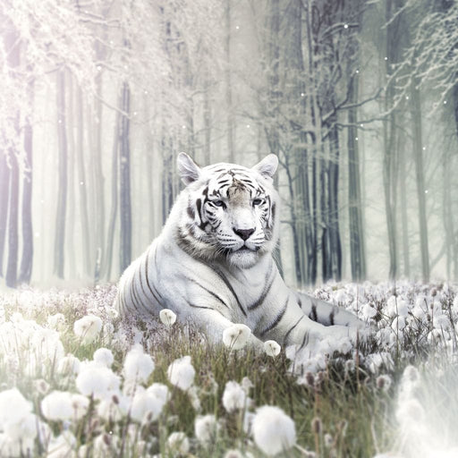 White Tiger Flowers - Zenzdesign Canvas Print