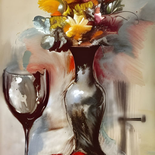 Abstract Wine & Flowers 02 Canvas Print