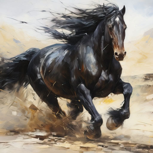 Stocky Black Horse Canvas Print
