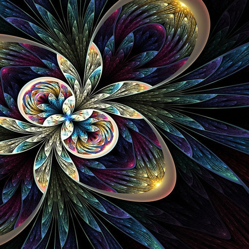 Symmetrical Digital Flower - Canvas Print - artistic wall art featuring a fractal flower made of interesting colors - beautify your home with this unique art print | NicheCanvas